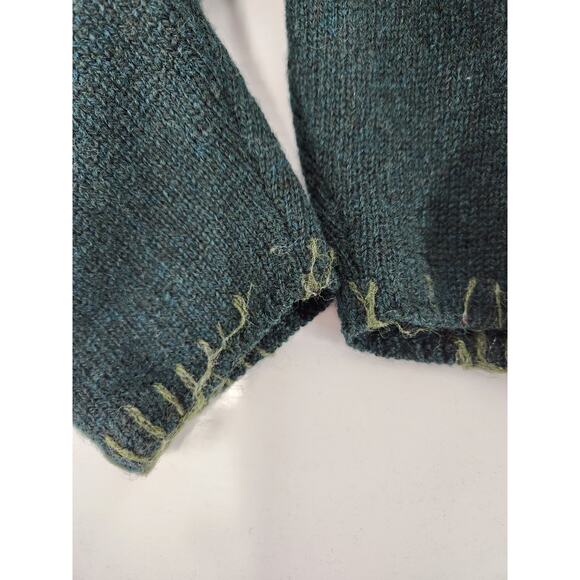 Vtg. L.L.Bean Women's Shetland Wool Embroidered Fall Leaf, Size M, Forest Green - Picture 13 of 13